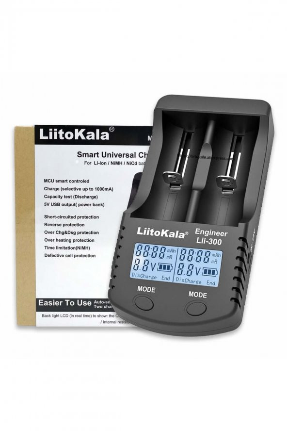 Liitokola Lii-300 Pil Şarj Deşarj Kapasite Test Cihazı Powerbank Li-ion NiMh 3.7V 18650 1.2V AA AAA - 4