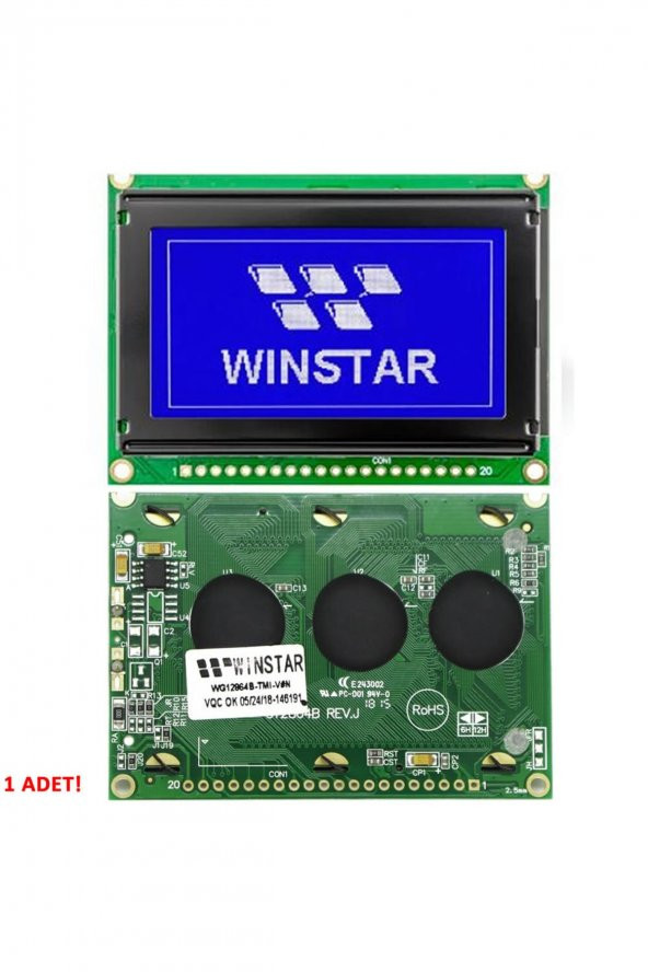 Winstar 2 4 Inch WG12864BTMIVN Mavi Glcd Modül  5V 128x64 Pixel Grafik Lcd Display Ekran Gösterge - 3