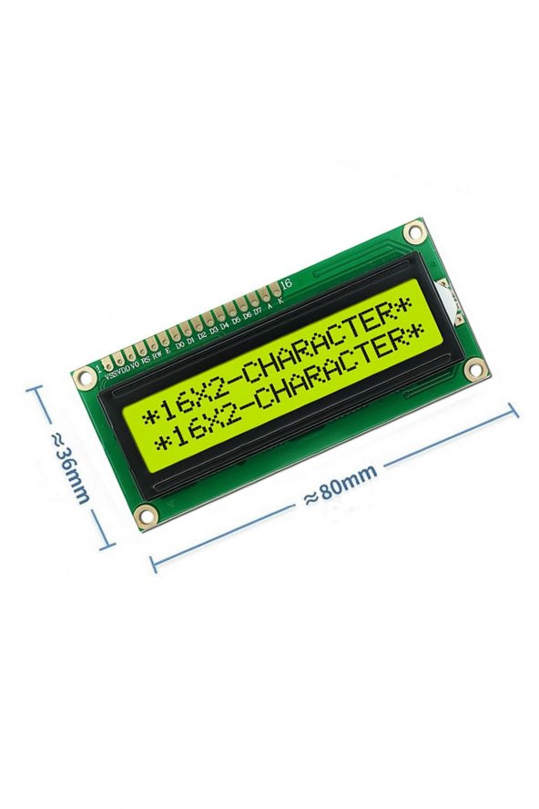 1602A 2x16 Yeşil Karakter LCD Modül  Display Ekran 5V Beyaz Arka ışık 16X2 16 X 2 Standart Sol Üst - 2