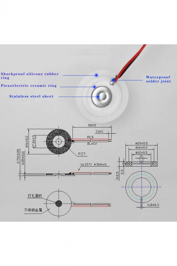 Micro Usb Ultrasonik Nem Üretici Devre Seramik Disk Transducer 5V 2W Soğuk Buhar Sis Duman Atomizer - 8