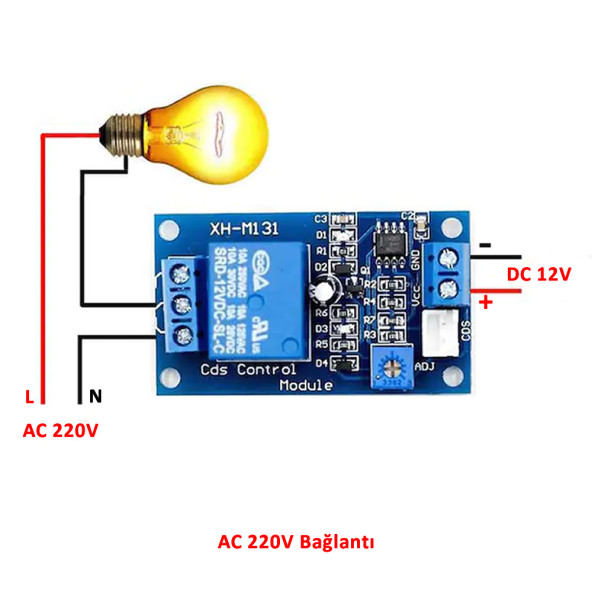Xh-m131 Ldr Işık Kontrollü Röle Modül DC 12V Gece Gündüz Algılayıcı Fotosel 220V Otomatik Açma Kapama - 2