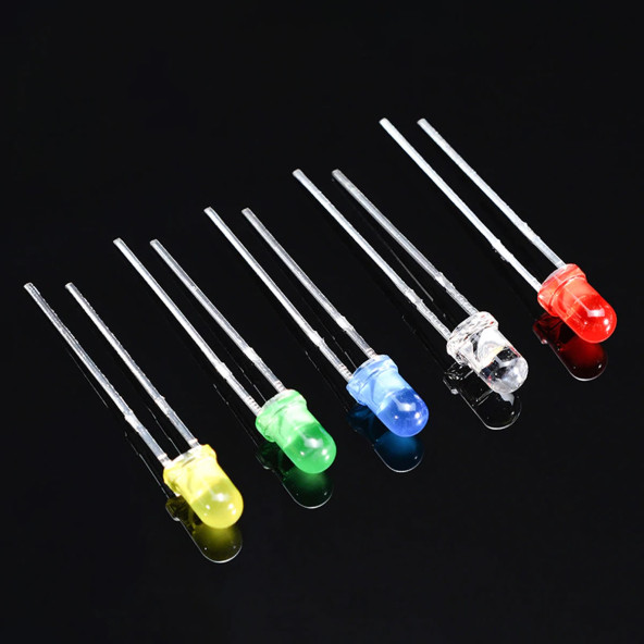 100 Adet 5mm LED Seti Kutulu 5 Renk Elektronik Işık Kaynağı Lamba Gösterge Uyarı Sinyali - 7
