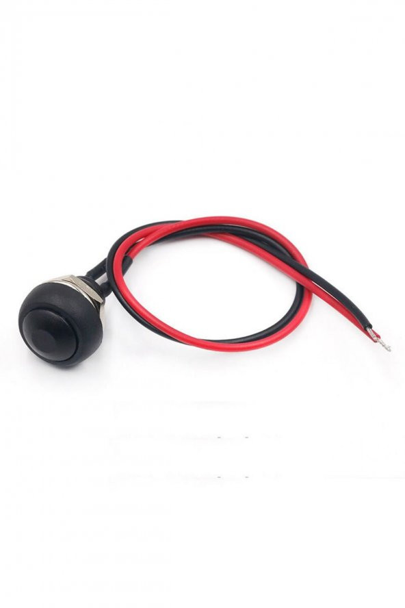 12mm PBS-33B 2 Pin Push Buton Siyah 20cm Kablolu  ON OFF 1A 250V Mini Yuvarlak Su Geçirmez Anahtar