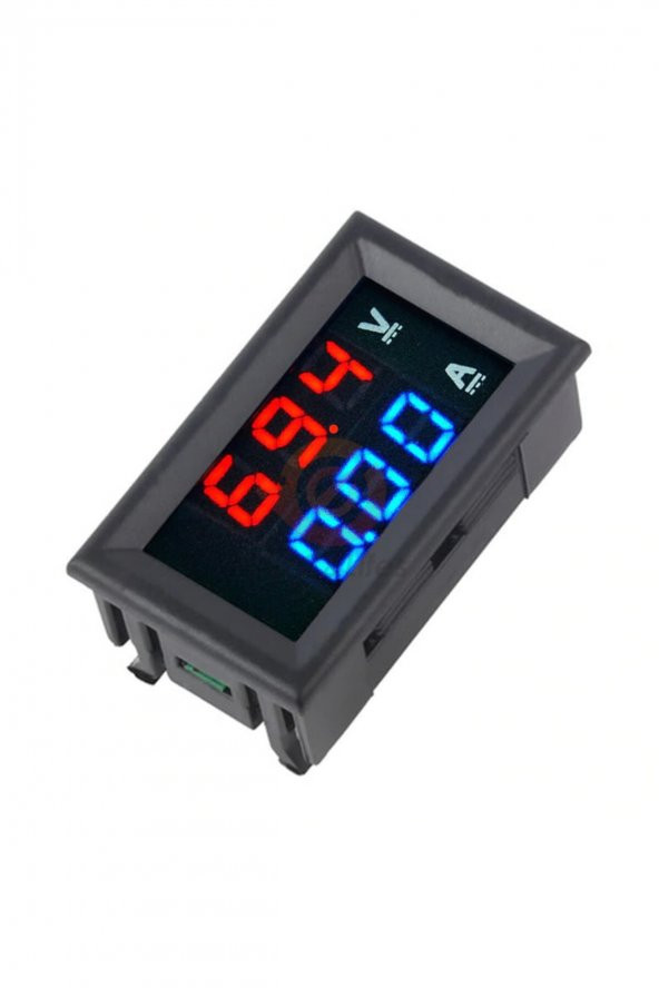 DC 0-100V 10A Dijital Voltmetre Ampermetre DSN-VC288  Mavi Kırmızı