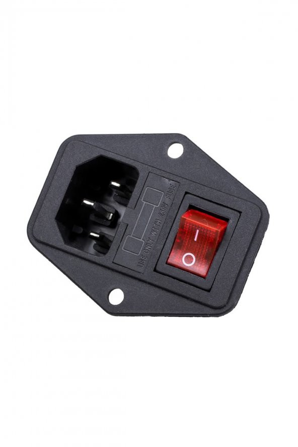 220V Erkek Power Soketi  Sigorta Yuvalı ve Işıklı Açma Kapama Anahtarlı Kulaklıklı MontaJ Tip - 2