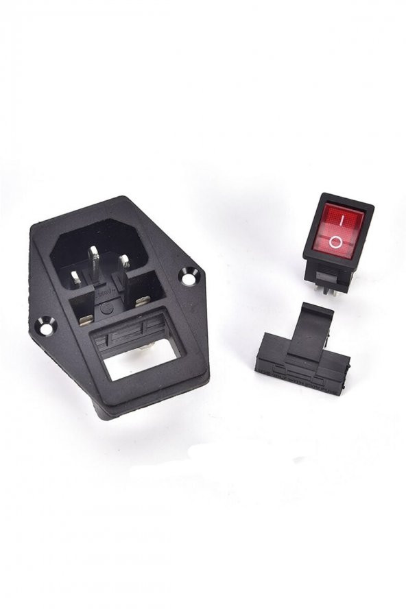 220V Erkek Power Soketi  Sigorta Yuvalı ve Işıklı Açma Kapama Anahtarlı Kulaklıklı MontaJ Tip - 3