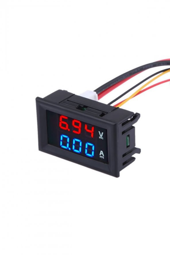 DC 0-100V 10A Dijital Voltmetre Ampermetre DSN-VC288  Mavi Kırmızı - 4