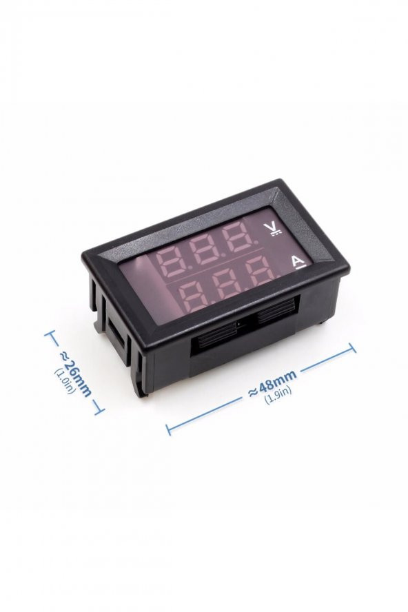 DC 0-100V 10A Dijital Voltmetre Ampermetre DSN-VC288  Mavi Kırmızı - 6