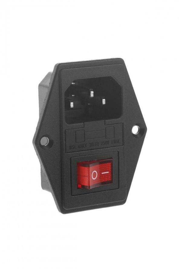 220V Erkek Power Soketi  Sigorta Yuvalı ve Işıklı Açma Kapama Anahtarlı Kulaklıklı MontaJ Tip - 5