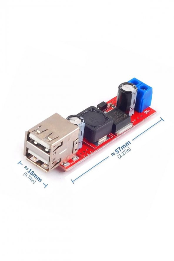 LM2596 Dual USB Power Modül Voltaj Düşürücü Mp3 Mobil Güç Kaynağı - 2