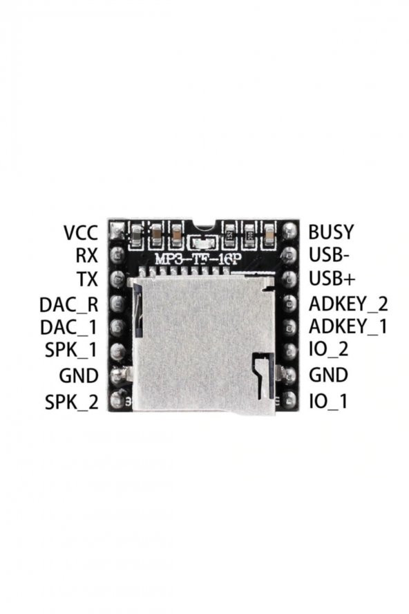MP3-TF-16P Mini Mp3 Wav Wma Player Modülü Micro Sd 32G TF Kart Ses Müzik Çalma Kartı Uart Usb 24 Bit - 6
