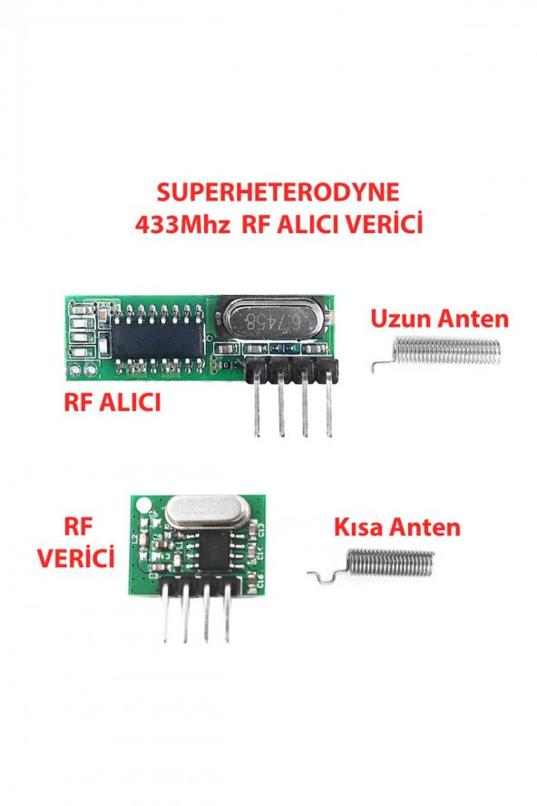 433Mhz RF Alıcı Verici RX470C + WL102 + Antenler 20 - 200 Metre
