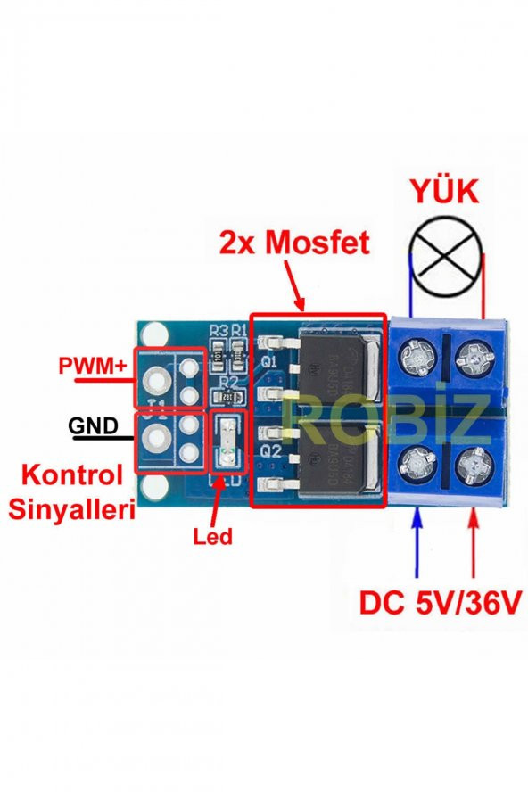 15A 400W PWM Kontrollü MOSFET Anahtarlama Kartı Motor Led Selonoi - 4