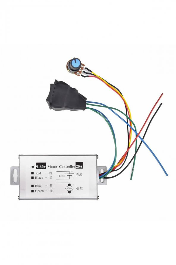 20A 60V DC Motor Pwm Hız Kontrol Devresi 0-100 Ayarlanabilir İleri Geri Durdurma Yön Kontrol Anahtarlı Fan