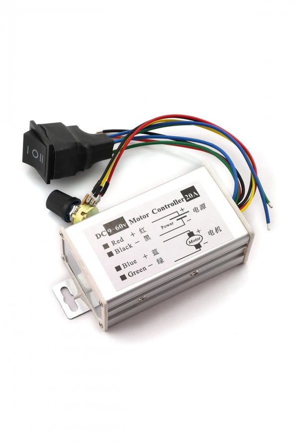 20A 60V DC Motor Pwm Hız Kontrol Devresi 0-100 Ayarlanabilir İleri Geri Durdurma Yön Kontrol Anahtarlı Fan - 4