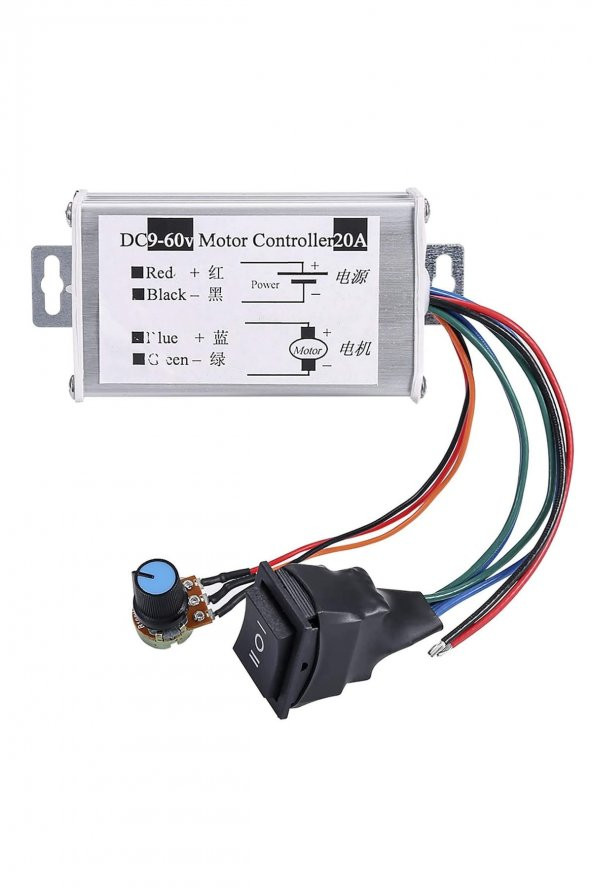 20A 60V DC Motor Pwm Hız Kontrol Devresi 0-100 Ayarlanabilir İleri Geri Durdurma Yön Kontrol Anahtarlı Fan - 2