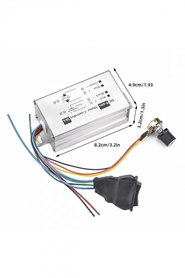 20A 60V DC Motor Pwm Hız Kontrol Devresi 0-100 Ayarlanabilir İleri Geri Durdurma Yön Kontrol Anahtarlı Fan - 8