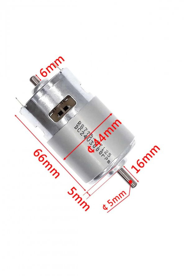 RS775 DC Motor 24V 15000Rpm  Yüksek Hız Tork Çift Bilyalı Rulman Matkap Torna CNC Router Motor - 6