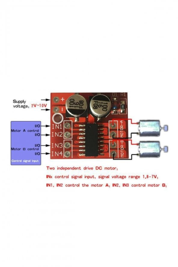 Mini L298N MX1508 İki Kanal DC Motor Sürücü Modül 1.5A - 5