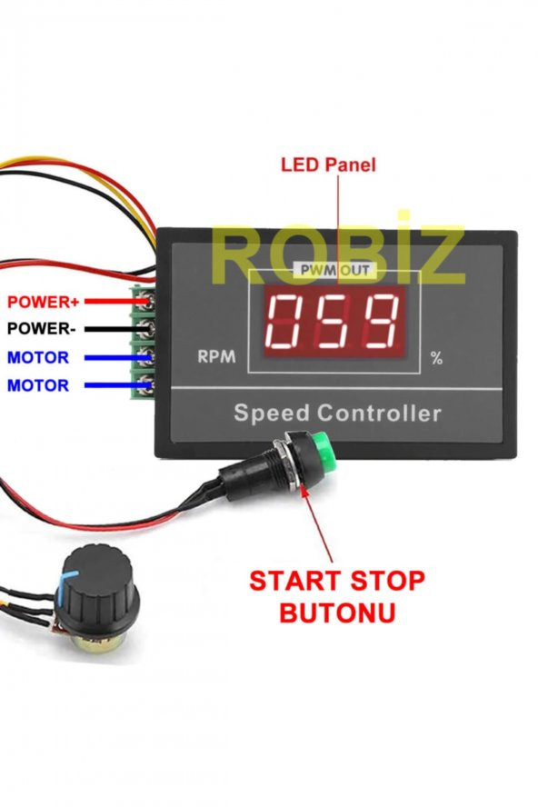 30A 60V DC Motor Hız Kontrol Devresi Panel Tip Potansiyometre