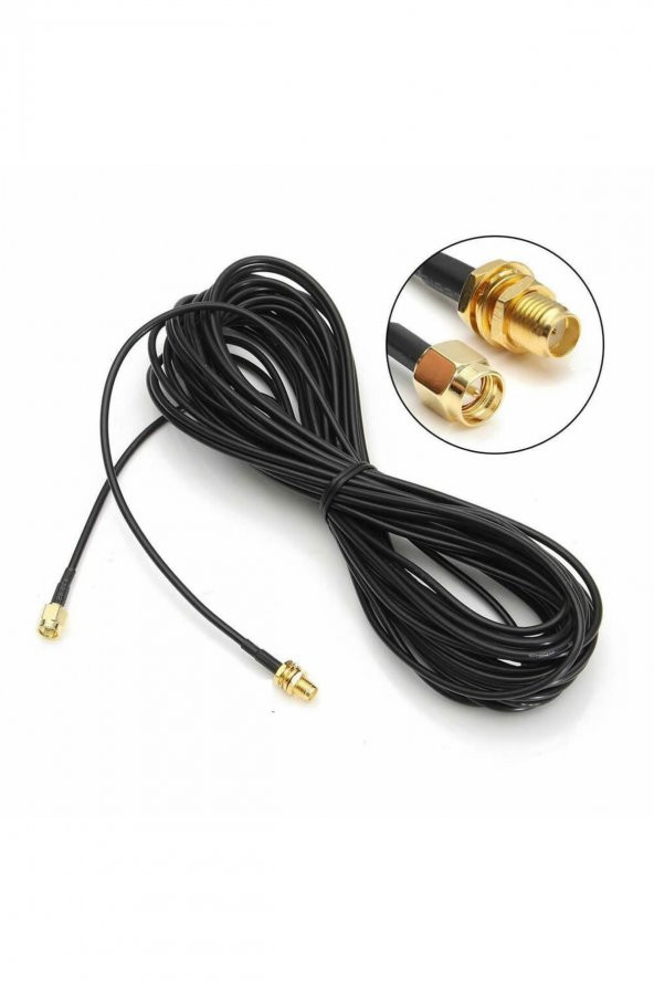 RG174 50 ohm Koaksiyel SMA Erkek Dişi 5 Metre Kablo  RF Sinyal Uzatma Kablosu 0-6Ghz Koeksiyel Wifi