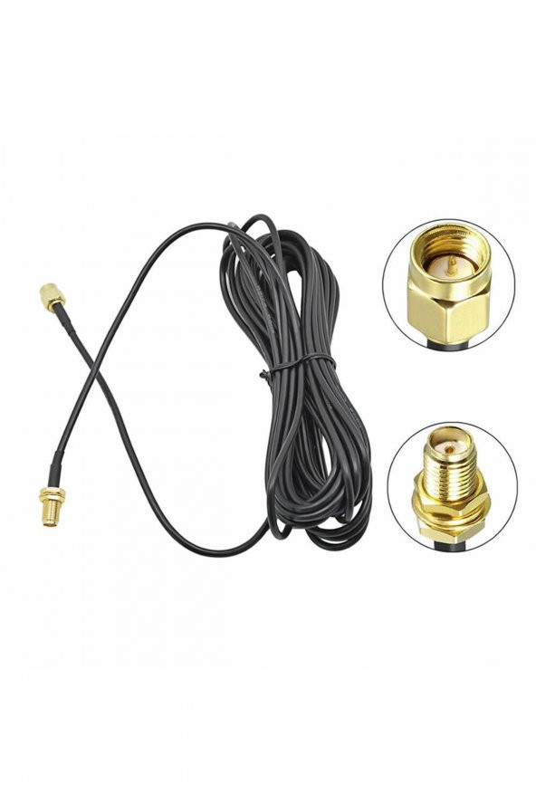 RG174 50 ohm Koaksiyel SMA Erkek Dişi 5 Metre Kablo  RF Sinyal Uzatma Kablosu 0-6Ghz Koeksiyel Wifi - 2