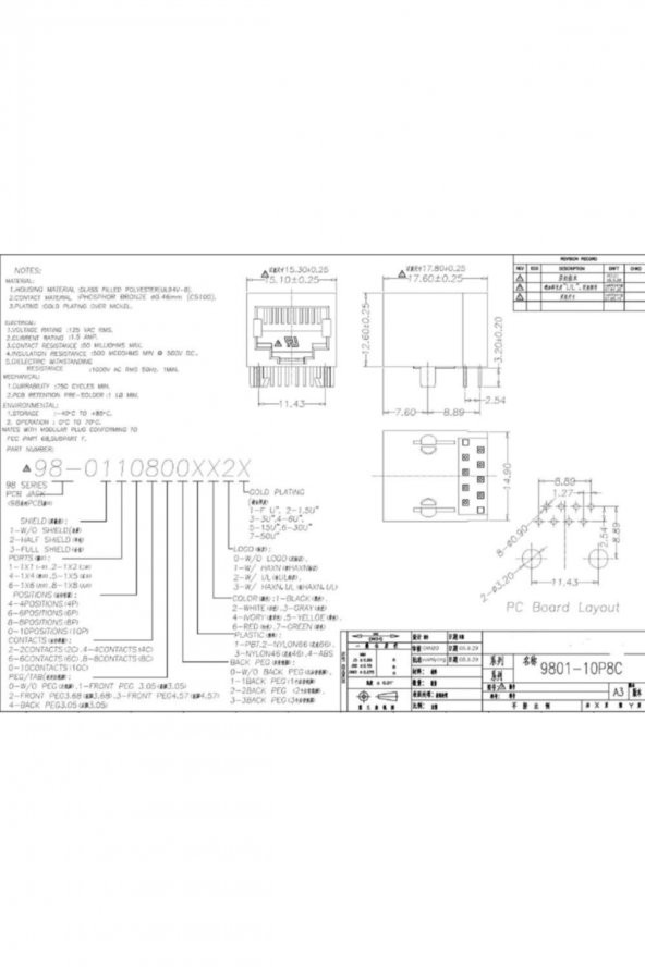 8P8C Plastik RJ45 Soket Ethernet Bağlantı Soketi 8 Pin Pcb Montaj - 7