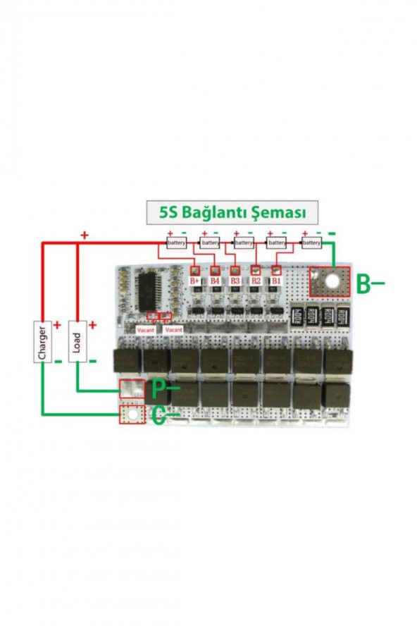 BMS 5S 100A Koruma Kartı Lityum Batarya Balans Versiyon 18650 Pil - 2