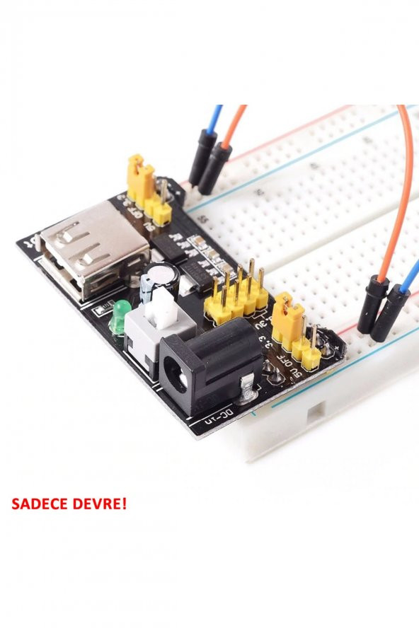 Breadboard 3.3V 5V Güç Kaynağı Modülü  Usb Besleme 2 Çıkışlı Elektronik Prototip Devre Deney Test - 3