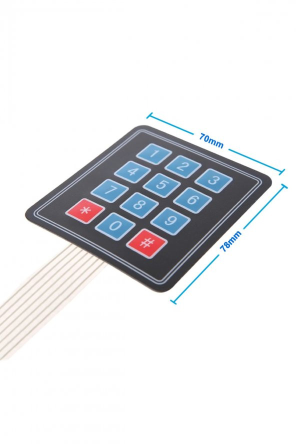 4x3 Membran Keypad 12 Buton Matrix Tuş Takımı - 7