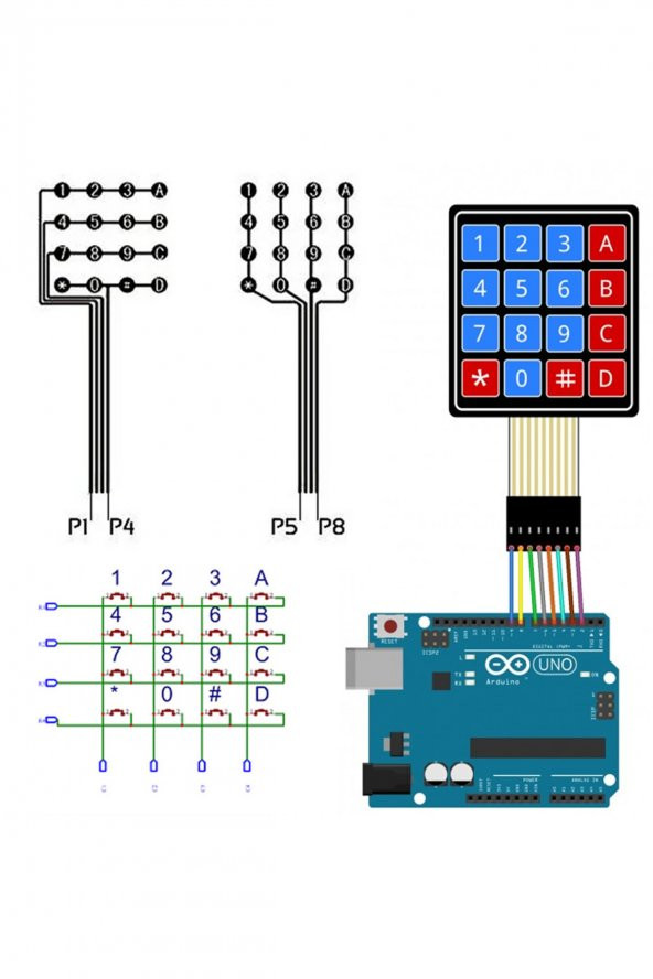 4x4 Membran Keypad 16 Buton Matrix Tuş Takımı - 8