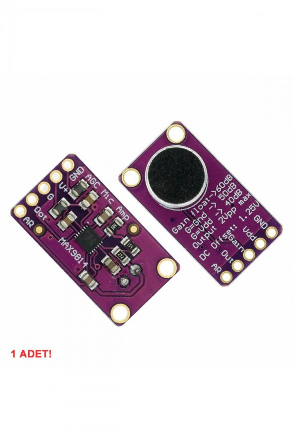 MAX9814 Amplikatörlü Analog Mikrofon Modülü  Stabil Otomatik 60db Kazanç Kontrol - 5