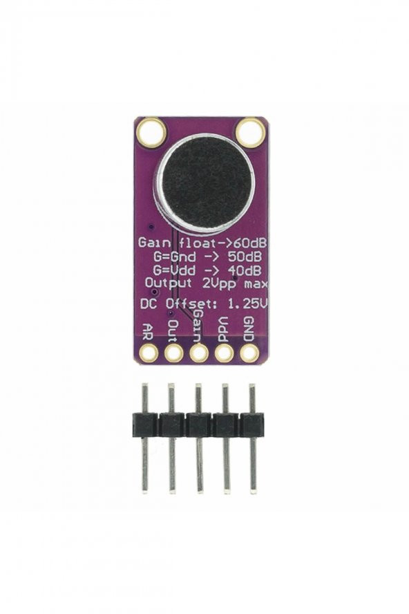 MAX9814 Amplikatörlü Analog Mikrofon Modülü  Stabil Otomatik 60db Kazanç Kontrol - 7