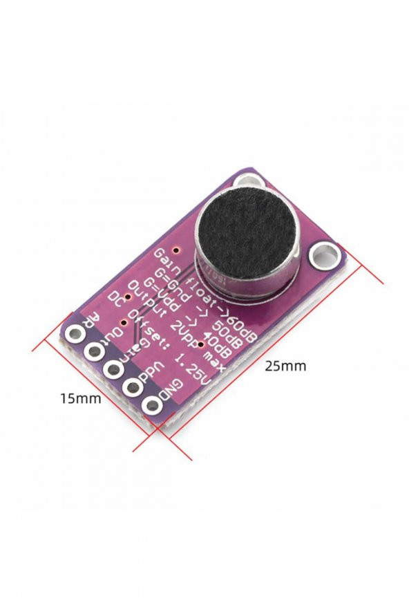 MAX9814 Amplikatörlü Analog Mikrofon Modülü  Stabil Otomatik 60db Kazanç Kontrol - 8