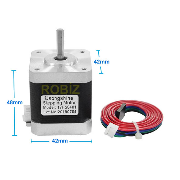 17HS8401 Nema 17 Step Motor 0.5N.m D Mil 2 Faz 1.8A 1.8 Derece 200 Adım 3D Yazıcı Printer