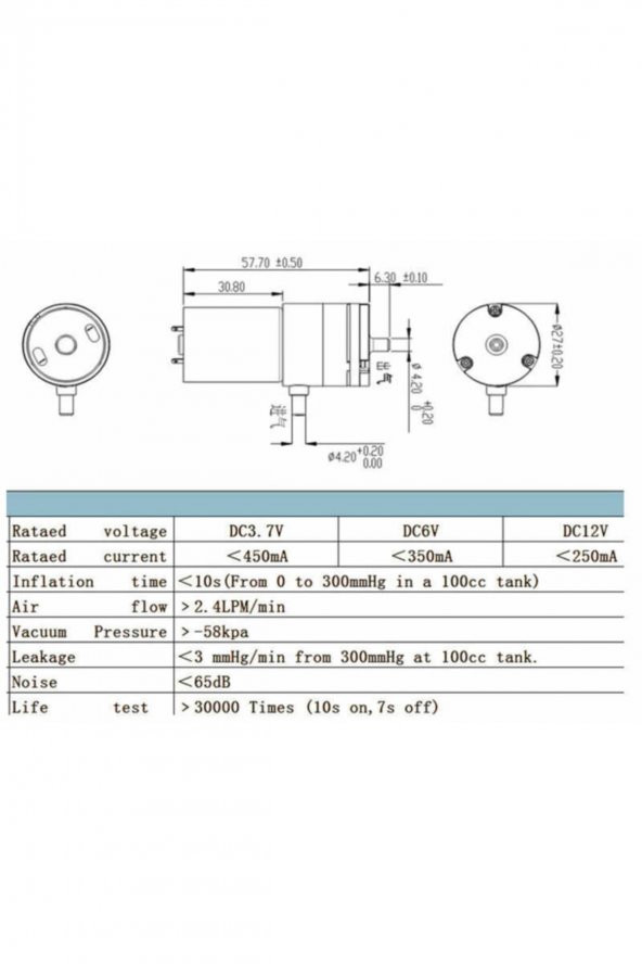 12V Mini Hava Pompası 60KPa 2.8l/dakika Vakum Akvaryum Medikal Hava Tankı Gaz Motor Havalandırma - 8