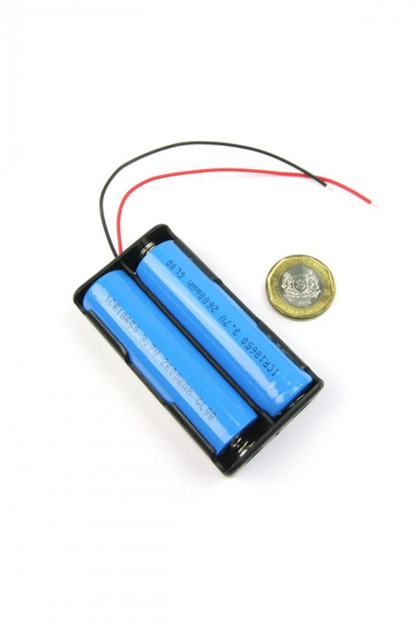 İkili 2 li 18650 Pil Yuvası Kablolu Tutucu 7.4V Pil Şarj Kutusu - 6
