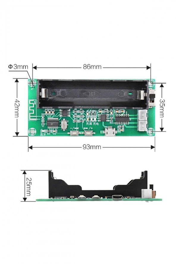 XH-A153 Bluetooth Mp3 Modül 18650 Lityum Pil Soketli  DC 5V  Pam8403 Stereo 3W+3W D Sınıf Amfi Ses - 8