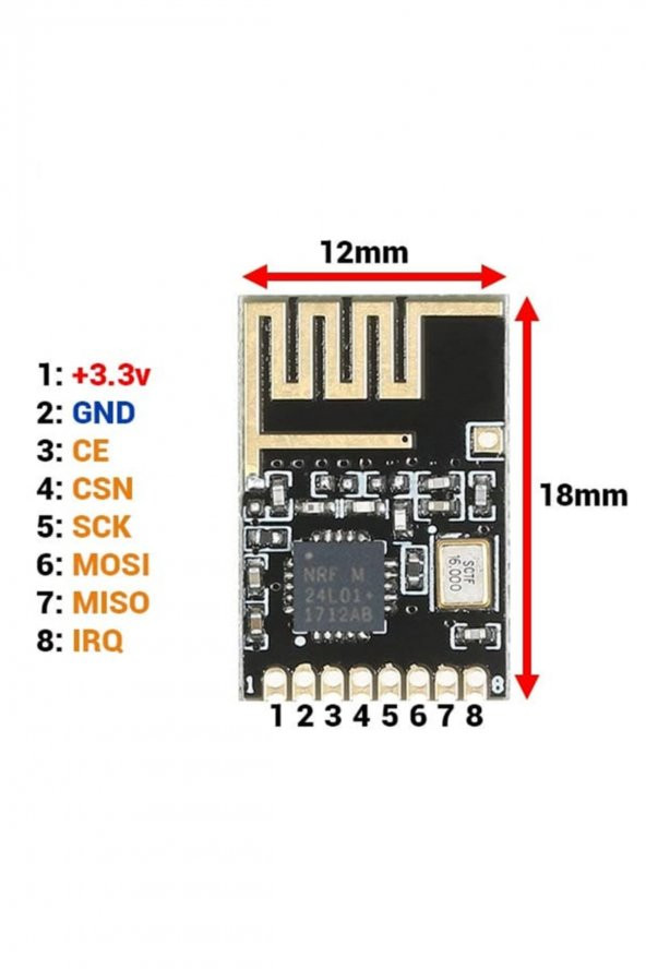 Mini SMD NRF24L01 2.4GHz RF Haberleşme Modülü Kablosuz Tranceiver - 6
