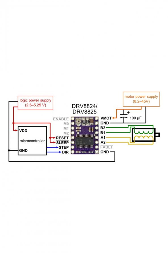 DRV8825 Step Motor Sürücü Modül + Soğutucu  32 Adım 1.5A 3D Yazıcı Robot CNC Reprap MKS GEN Ramps - 7