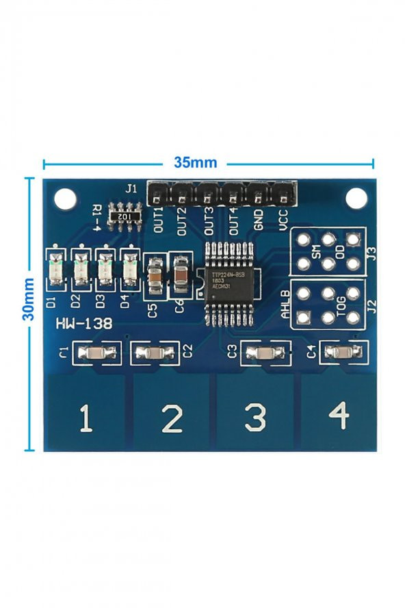 TTP224 4 Kanal Dokunmatik Buton Sensör Modülü Kapasitif Dijital Tuş Algılayıcı Anahtar Keypad Keyboard HMI Menü