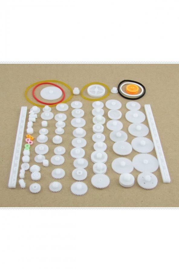 75 Parça Plastik Dişli Seti RC Çark Arduino Oyuncak Robot Araba Gear DIY Kremayer - 3