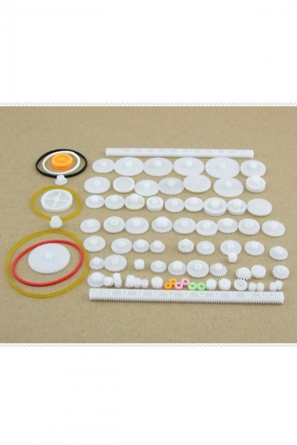 75 Parça Plastik Dişli Seti RC Çark Arduino Oyuncak Robot Araba Gear DIY Kremayer - 4