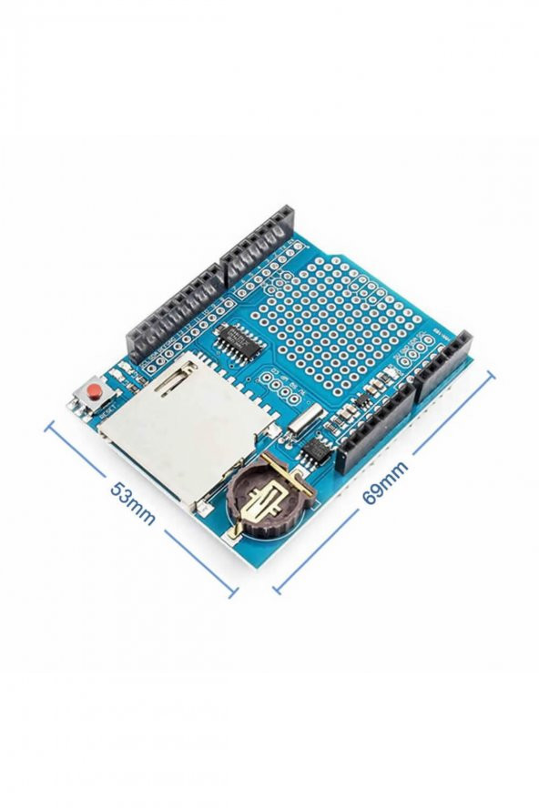 Arduino SD Kart RTC Saat Data Kayıt Logger Shield Ds1307 2x Led Prototip Pcb Alanı Reset Butonu