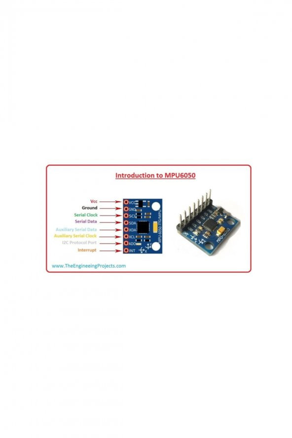 MPU-6050 6 Eksen IMU Sensör Modülü İvme Ölçer Y-521 Gyro Accelometer - 7