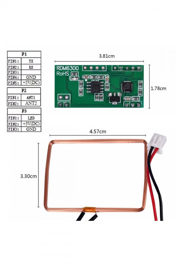 RDM6300 125 kHz RFID Kart Okuyucu  Kablosuz Manyetik Kart Okuyucu EM4100 Göstergeç Kimlik Stok - 7