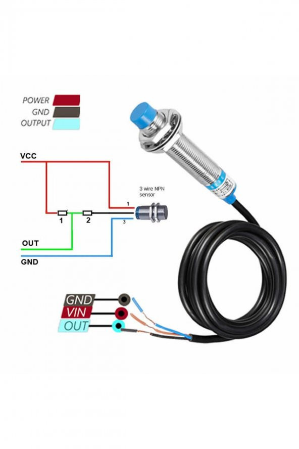 LJ12A3-4-Z/BY Endüktif 4mm Metal Algılayıcı Sensör PNP NO Temassız Proximity 3 Telli DC 6V-36V - 4