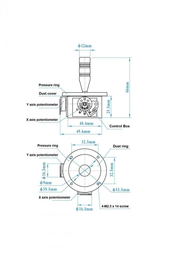 JH-D202X-R2 2 Eksen Joystick  5k Potansiyometre Ptz 2D Otomasyon Endüstriyel Vinç - 7