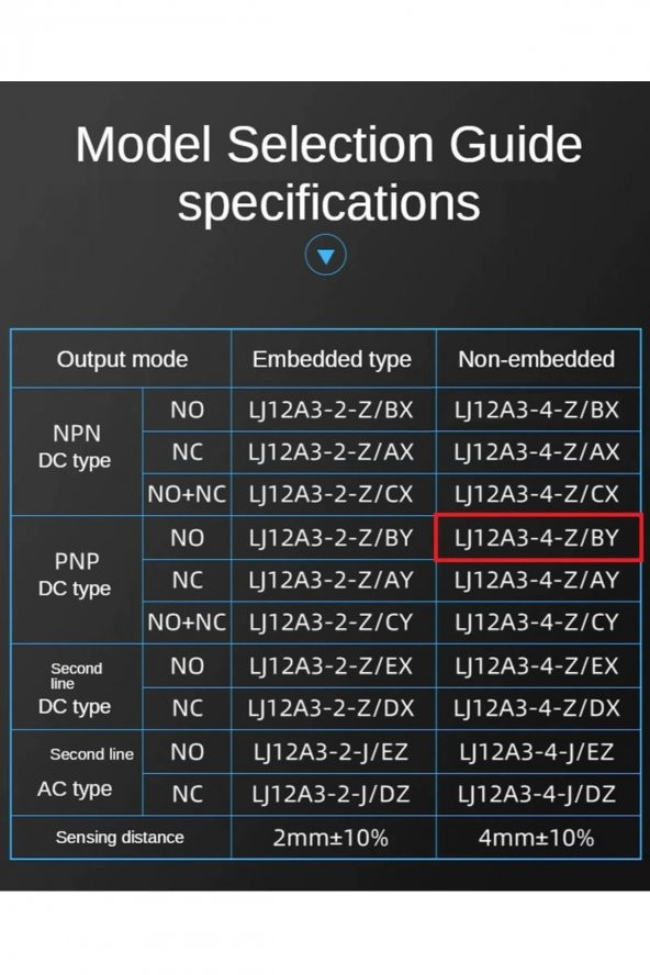 LJ12A3-4-Z/BY Endüktif 4mm Metal Algılayıcı Sensör PNP NO Temassız Proximity 3 Telli DC 6V-36V - 8