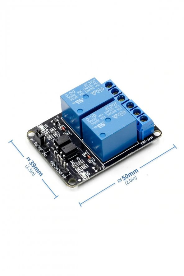 2 Kanal 5V Röle Modül AC 250V 10A Optokuplör İzolasyonlu Girişler